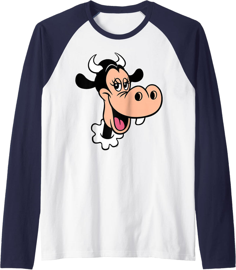 Disney Clarabelle Cow Big Face Costume Raglan Baseball Tee - Navy Blue/White