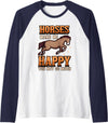 Horses Gifts Horses Make Me Happy Raglan Baseball Tee - Navy Blue/White