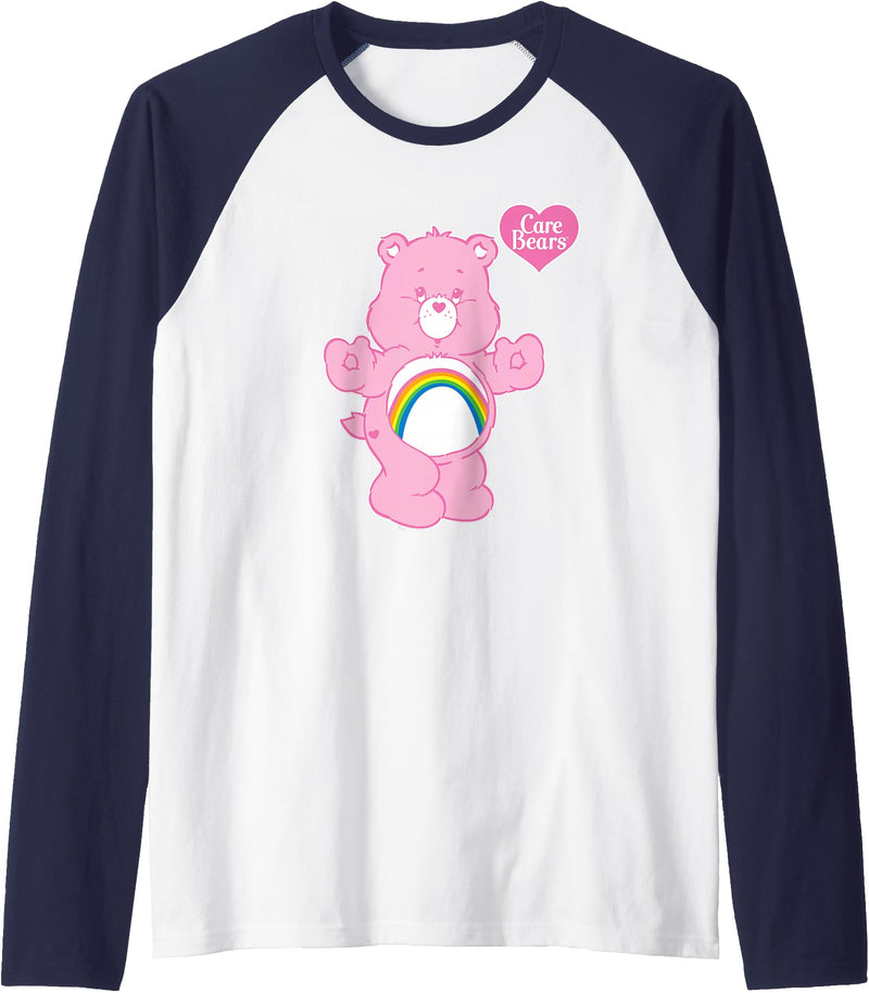Care Bears Cheer Bear Raglan Baseball Tee - Navy Blue/White