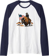 American Cowboy Bison Rodeo Patriotic 4th Of July Retro Western Cowboy Riding Buffalo 4th of July Rodeo Summer Raglan