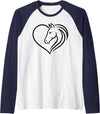 horse riders Heart Cute Horse Lover Raglan Baseball Tee - Navy Blue/White