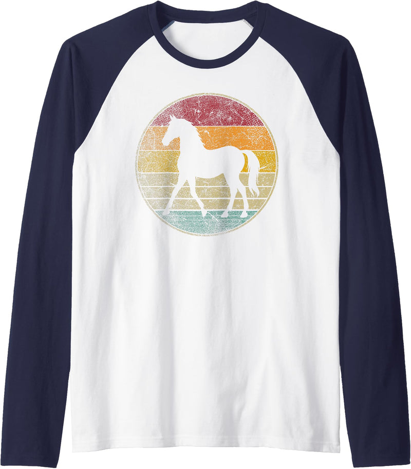 Horse - Vintage Love Women Kids Men - Cool Horse - Vintage Love Women Kids Men Funny Retro Raglan Baseball Tee - Navy Blue/White