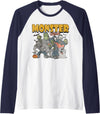 Monster Mash Vintage Ghost Halloween Funny Raglan Baseball Tee - Navy Blue/White