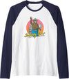 Smokey Bear Retro Smokey Bear Colorful Sunset PSA Raglan Baseball Tee - Navy Blue/White