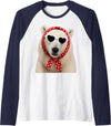 Funny Polar Bear with Sunglasses Cute Polar Bear Lover Heart Sunglasses Raglan Baseball Tee - Navy Blue/White