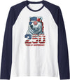 Patriotic Bear Freedom Anniversary Celebration Polar Bear 250 Years of Independence Patriotic America 1776 Raglan Baseball Tee - Navy Blue/White