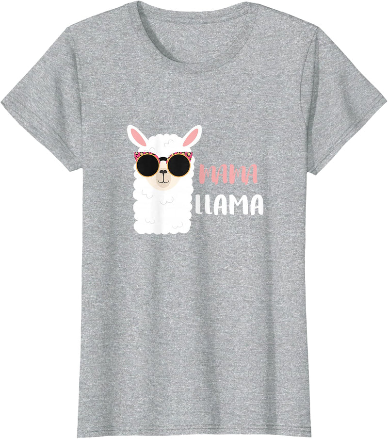 funny Mama Llama Co. Mama Llama, llama wearing sunglasses gift for women T-Shirt - Heather Grey