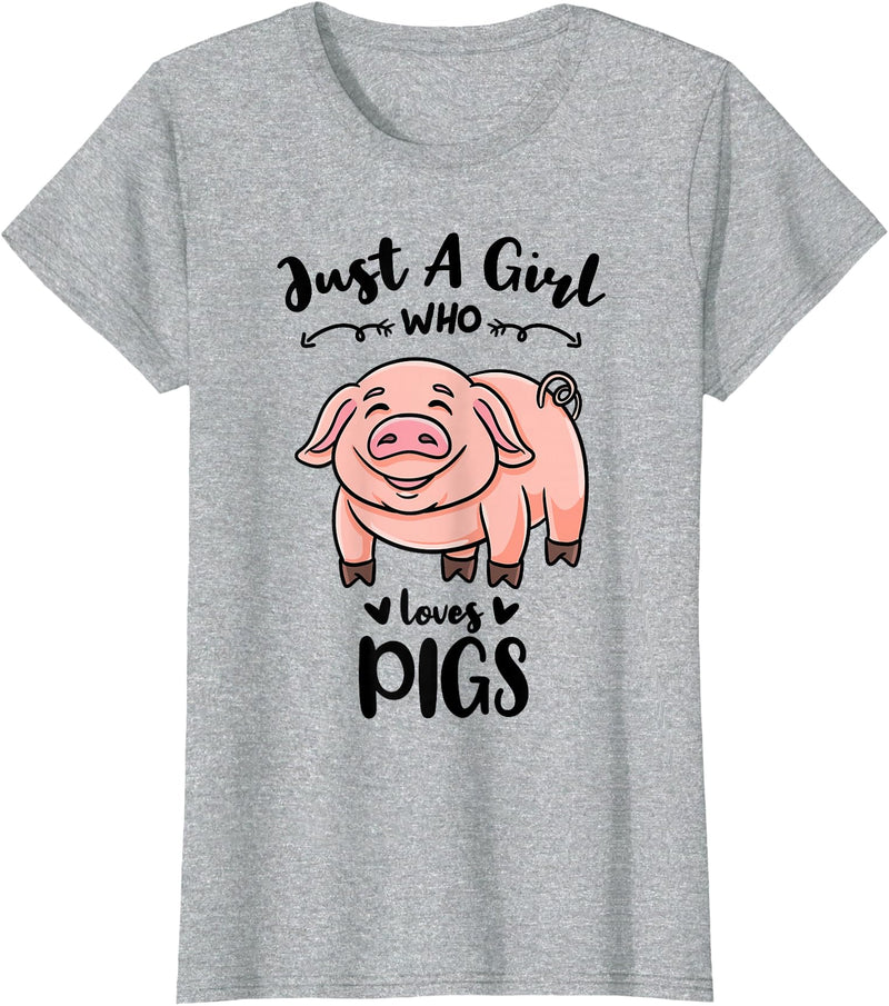 Just A Girl Who Loves Pigs T-Shirt - Heather Grey