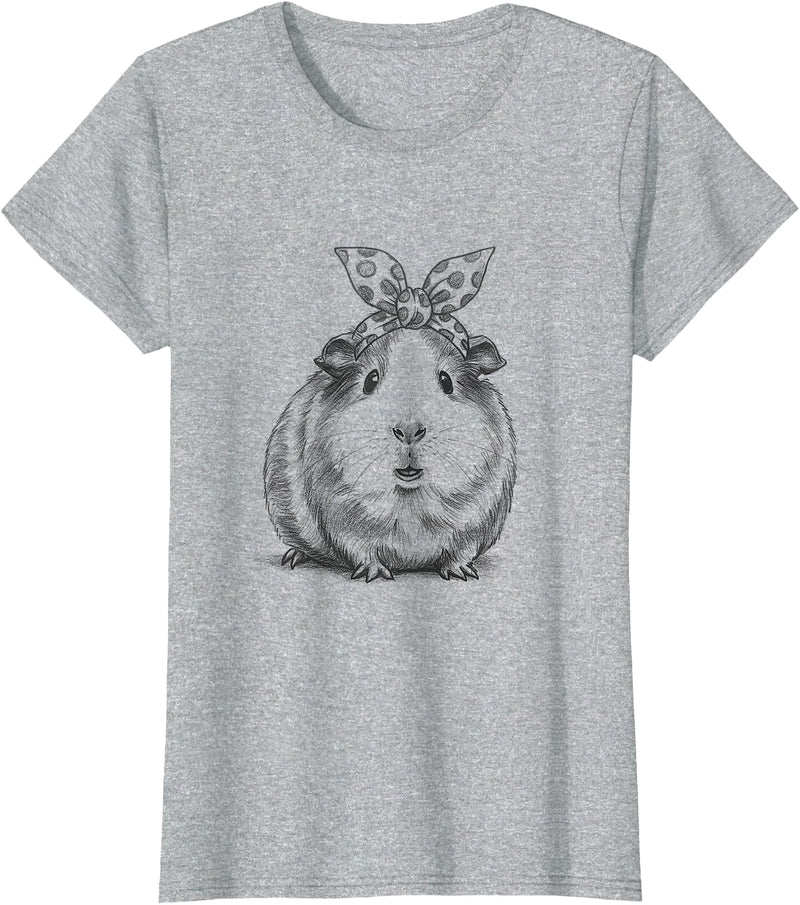 Animals Sketch Drawing Art Designs For Women Cute Guinea Pig Drawing Art Design For Girls T-Shirt - Heather Grey