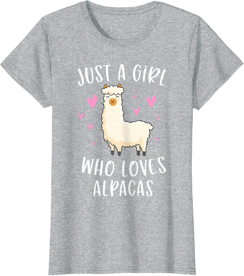 Cute Alpaca Llama Lover Clothing Gifts For Women Just A Girl Who Loves Alpacas Funny Alpaca Gifts for Girls T-Shirt - Heather Grey