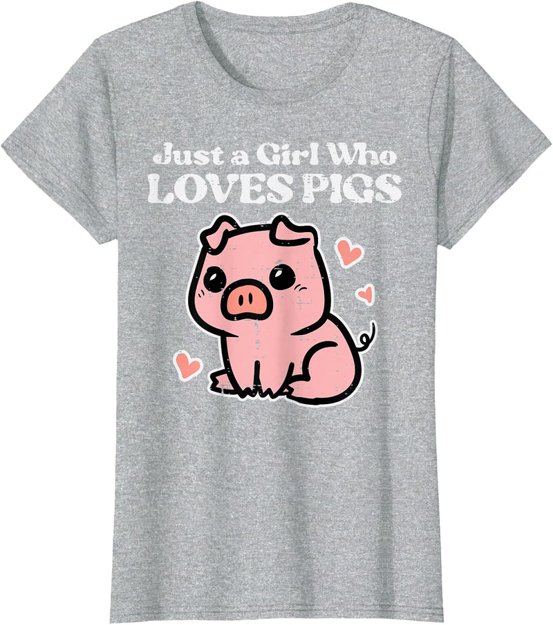 Pig Lover Shirts For Men Women Kids Just A Girl Who Loves Pigs Cute Hog Swine Toddler Girls Kids T-Shirt - Heather Grey