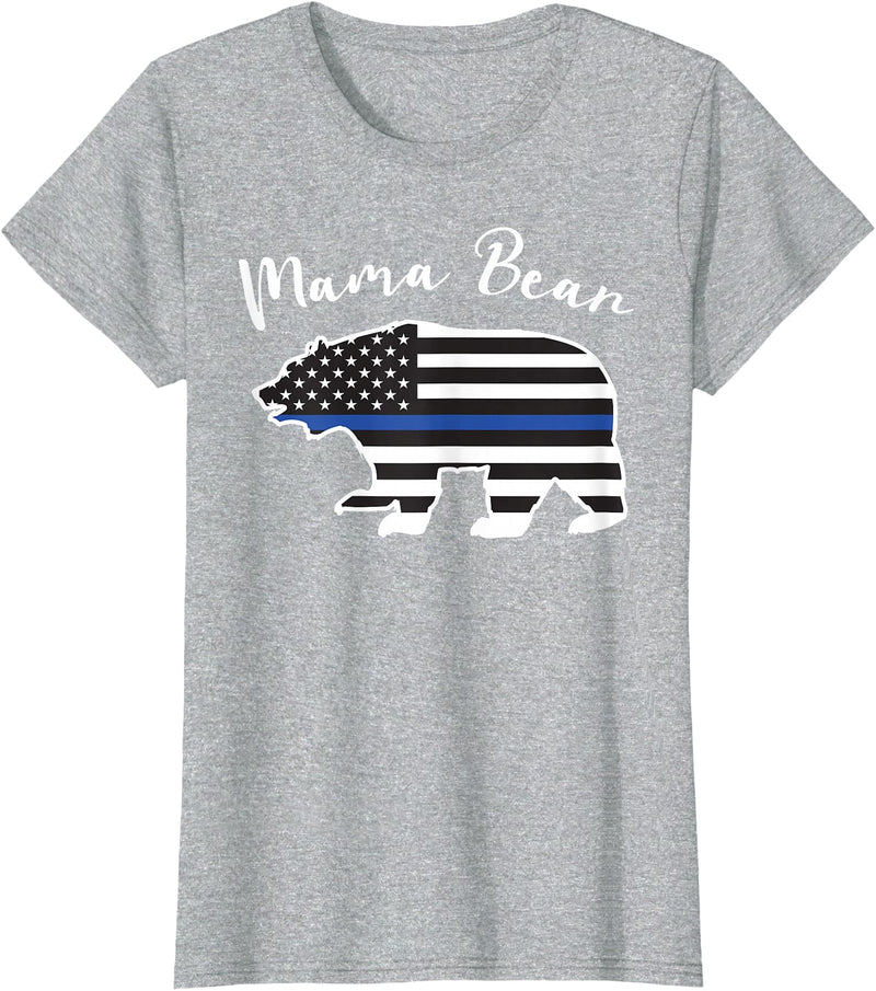 TourisTeez for Mama Bear Women Police Flag Womens MAMA BEAR | Police Flag Womens Police Mom Gift T-Shirt - Heather Grey