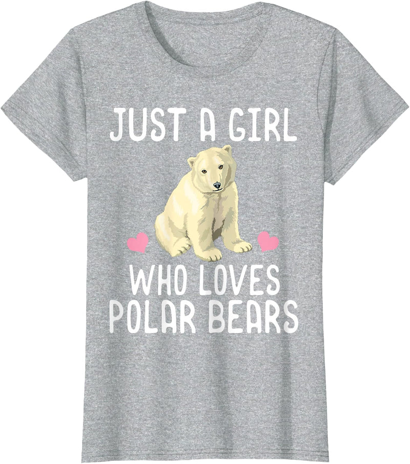 Polar Bear Lover Tees Just A Girl Who Loves Polar Bears T-Shirt Polar Bear Gift T-Shirt - Heather Grey