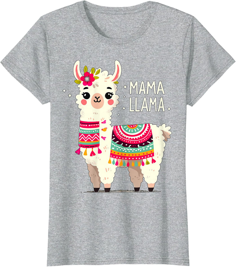 Magical and Funny Llama lover Gifts Mama Llama Mother's Day Birthday Party Mom Alpaca Llama T-Shirt - Heather Grey