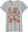 BALARI Just A Girl Who Loves Giraffes Cute Groovy Wild Animal Kids T-Shirt - Heather Grey