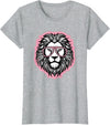 BALARI Cute Pink Lion Wild Animal Lion Lover Women Girls T-Shirt - Heather Grey