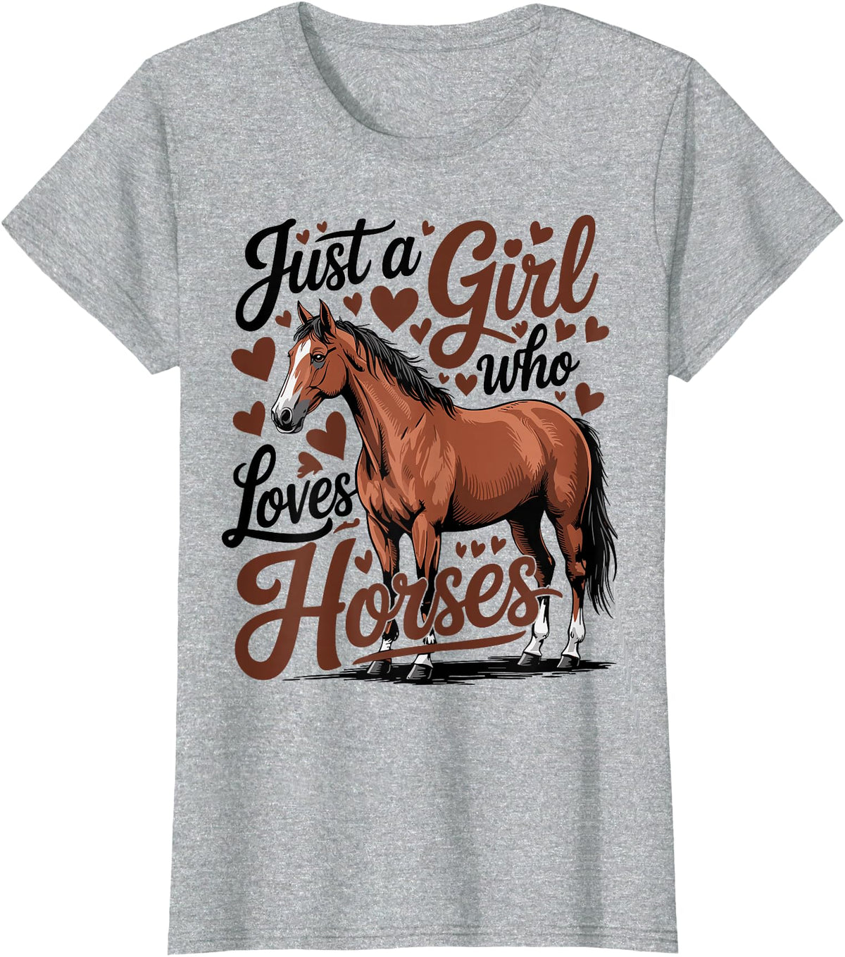 Funny Horse lover Horse Riding Just a Girl Who Loves Horses T-Shirt - Heather Grey