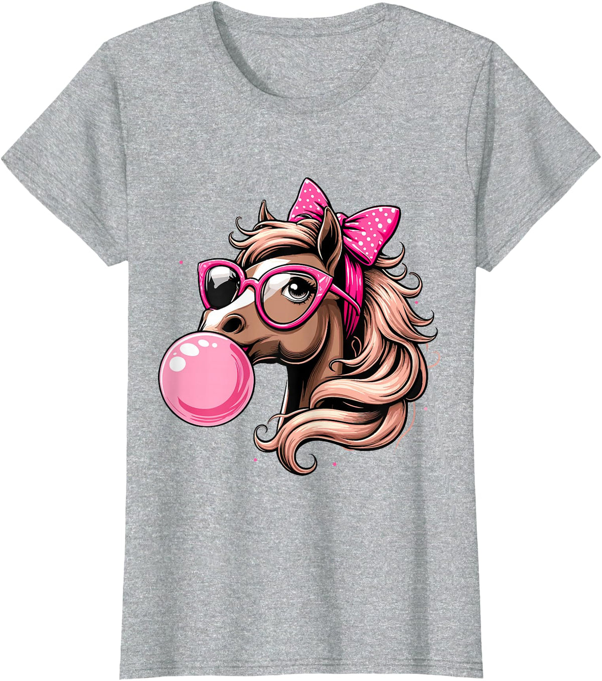 Humorous Horse Girl Gifts Horse Bubblegum Horse Girl Horseback T-Shirt - Heather Grey