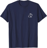 Bunny Rabbit Hare Animal Badge Patch Line Art Outline Gift T-Shirt in Navy Blue