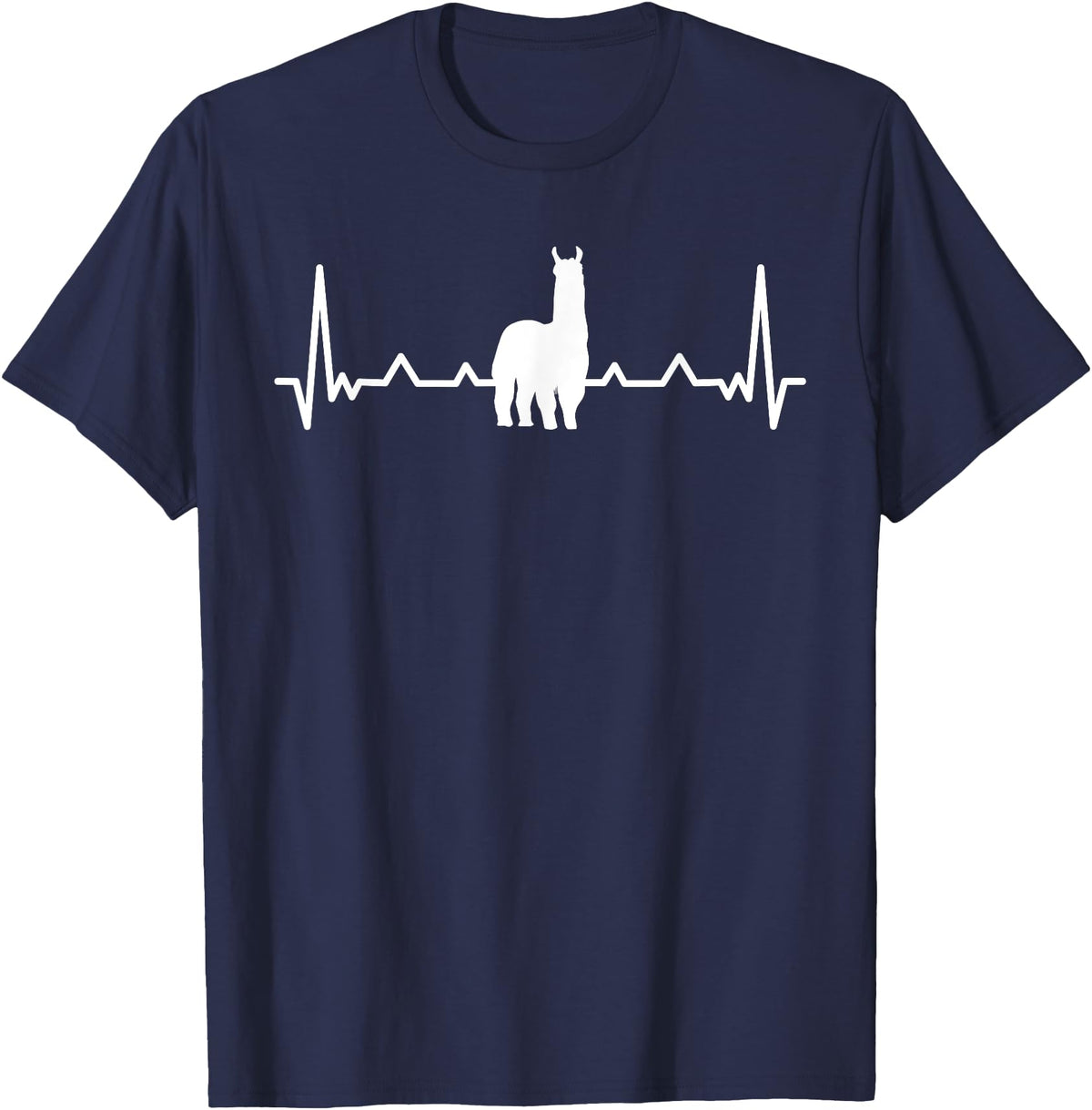 LLama Gifts & Accessories Llama Heartbeat Alpaca Llama Lover T-Shirt - Navy Blue