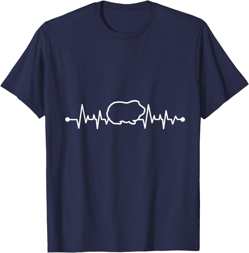 Animal Tee & Guinea Pig Animal Furry Potato Heartbeat Guinea Pig T-Shirt - Navy Blue