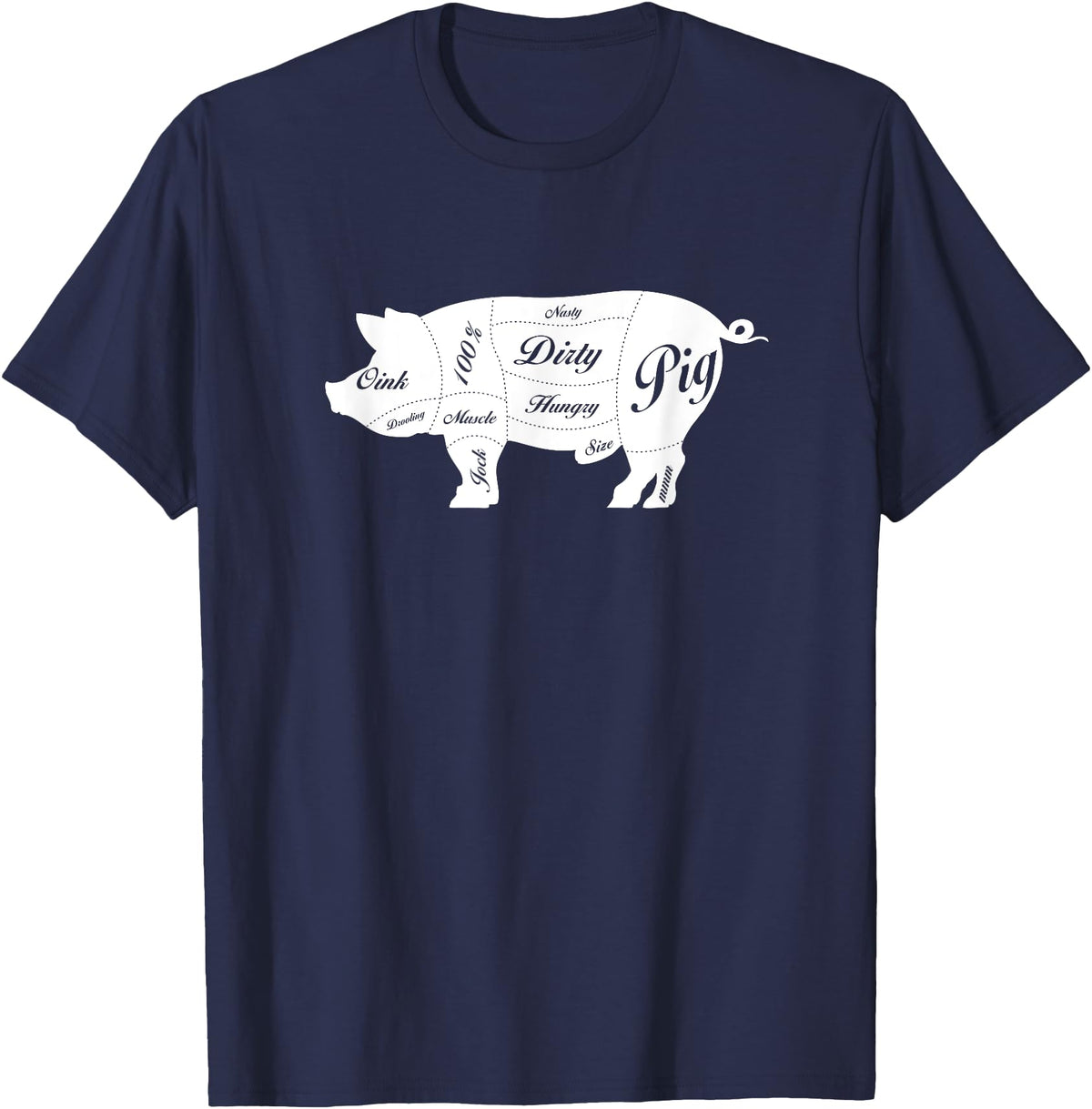 LGBTQIA+ Power Design Nasty Hungry Dirty Pig Design - Fun Gay Pig Pride - LGBTQIA+ T-Shirt - Navy Blue