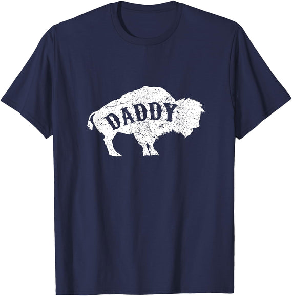 Mom Dad Kid Couple Shirts 2017 Bison Buffalos Daddy T-Shirt Funny For Dad Men T-Shirt - Navy Blue