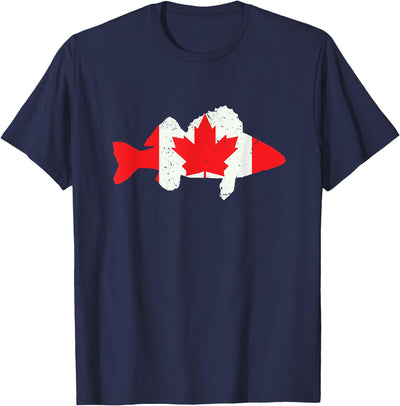 Canada Flag Walleye Fishing Mens Walleye Fish Cool Gifts T-Shirt