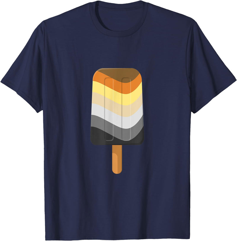 Live Loud Graphics Seamless Reapeating Gay Bear Pride Flag Ice Pop Pattern T-Shirt - Navy Blue