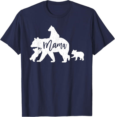 Mama Bear 3 Baby Bear Cubs Following Riding on Back T-Shirt