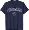 Pig Mom Typography Design Pig Mom Funny Athletic Lettering Pet Owner Mama T-Shirt - Navy Blue