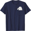 Rabbit Pocket Cute Bunny Women Girls Boys Kids Small T-Shirt in Navy Blue