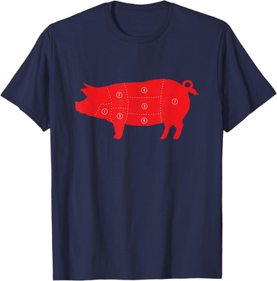 Pig Cuts Pork Chops Bacon Butt Butcher Costume Pigs Diagram T-Shirt