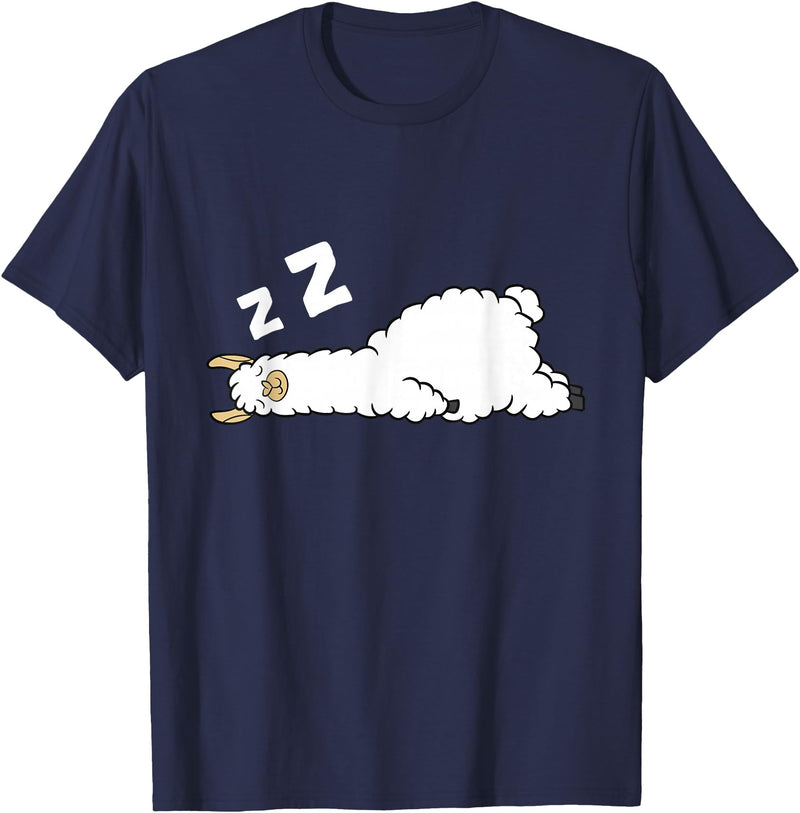 Sleeping Animals Tees And Gifts Llama Sleeping Tired Llama Pajama Love Llamas T-Shirt - Navy Blue
