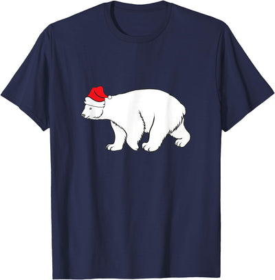 Polar Bear Xmas Pajama Polar Bear With Santa Hat Xmas Winter Christmas Pajama T-Shirt