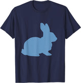 Cute Blue Rabbit Lover Bunny Graphic T-Shirt in Navy Blue