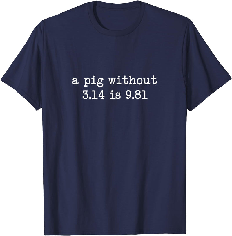 Pig Pi Gravity Math and Physics A Pig Without 3.14 Is 9.81 Math Physics T-Shirt - Navy Blue