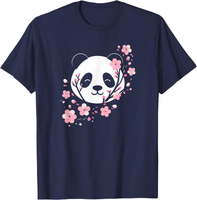 Cherry Blossom Panda Cute Minimalist Giant Panda Bear T-Shirt