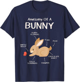 Rabbit Clothes Easter Outfit Hare Lover Gift Anatomy Bunny T-Shirt in Navy Blue