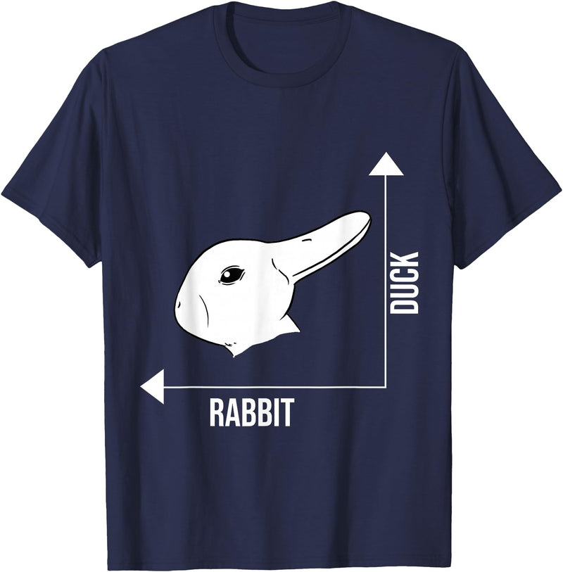 Rabbit Duck Illusion Philosopher T-Shirt in Navy Blue
