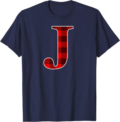 Cow Buffalo Plaid Forever Monogram Letter Matching Holiday 2 T-Shirt