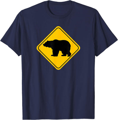 Bear Crossing Road Sign Grizzly Classic Minimalist Graphic T-Shirt