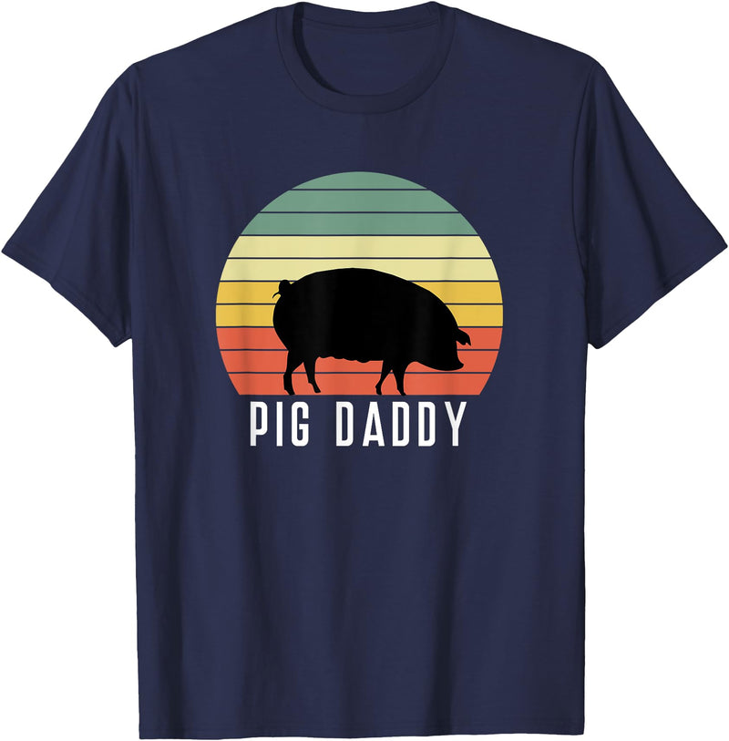 Pig Farmer for Men Women Kids Boys Girls Pig Dad - Daddy Farmer Farming Farm Pork Animal Livestock T-Shirt - Navy Blue