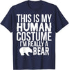 Halloween Funny - This Is My Human Costume Bear T-Shirt - Navy Blue
