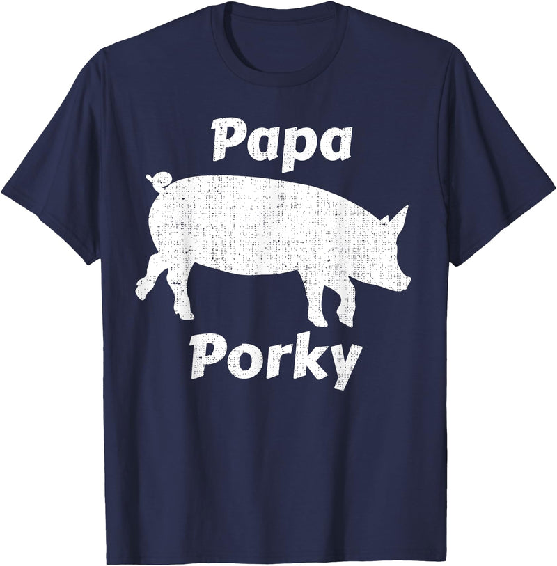Papa Porky Pig Daddy Father Hog pork T-Shirt - Navy Blue