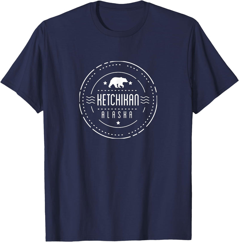 Alaska Vacation Shirts Ketchikan Alaska Shirt with Bear Tshirt T-Shirt - Navy Blue