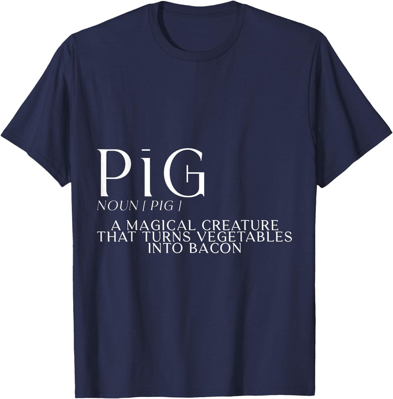 Bacon FH Pig, A Magical Creature That Turns Vegetables Into Bacon --- T-Shirt - Navy Blue