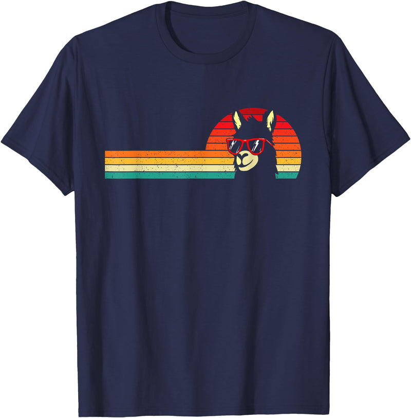 Funny Llama Shirts Retro Vintage Llama - Farm Animal Lover Zoologist Zookeeper T-Shirt - Navy Blue
