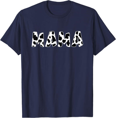 Family Members and More Mama Cow Print Cow Pattern Mother's T-Shirt