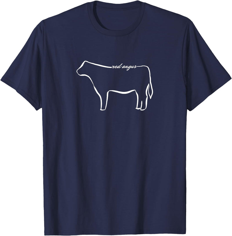 Red Angus cow decor Red Angus Cow Art Print T-Shirt - Navy Blue